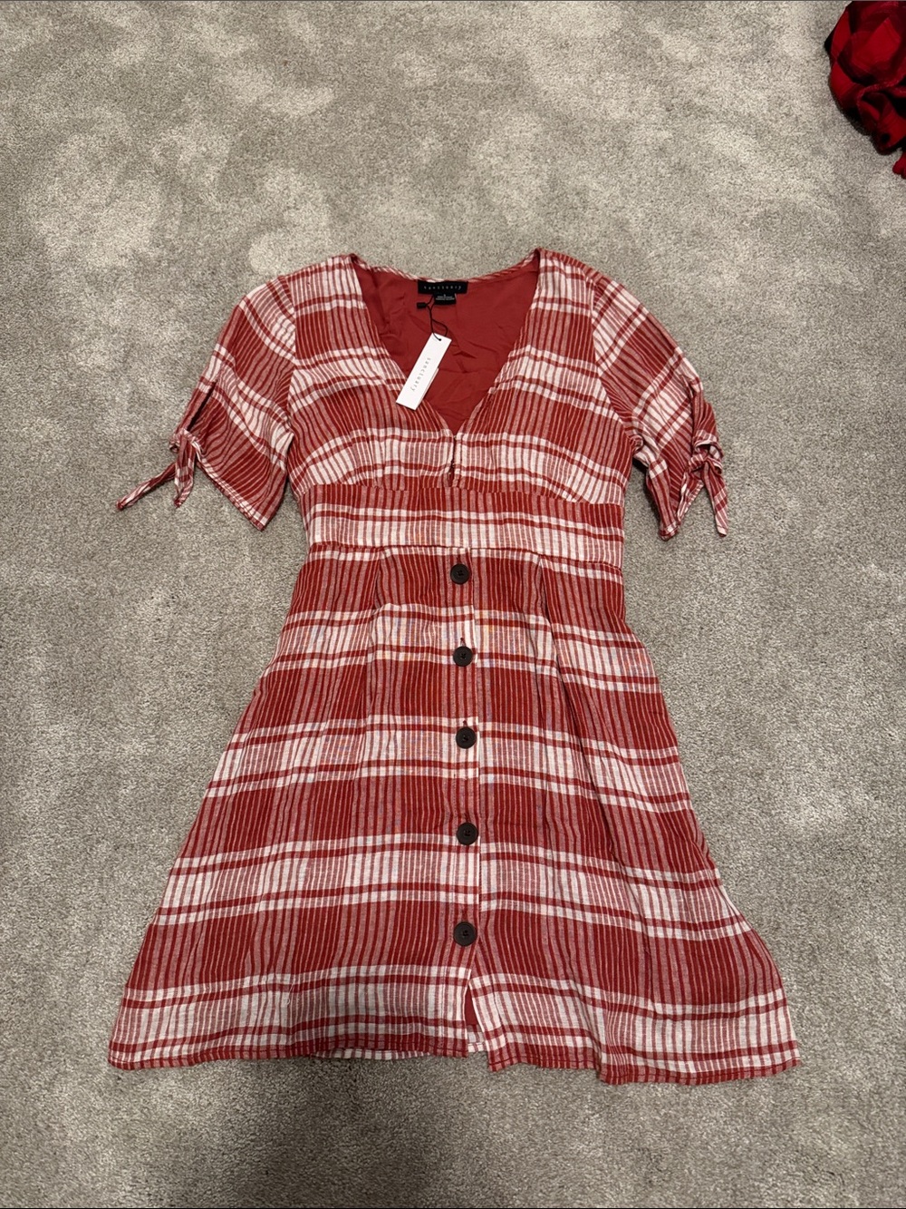 Sanctuary burnt orange and White Plaid Button-Front Dress